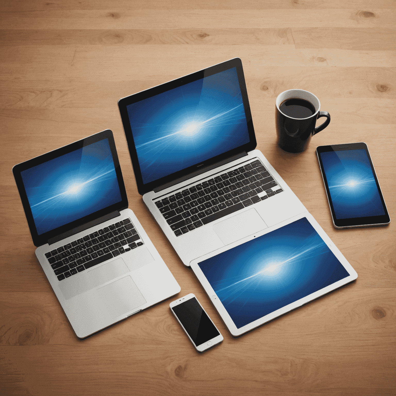 A laptop, smartphone and digital tablet representing business technology